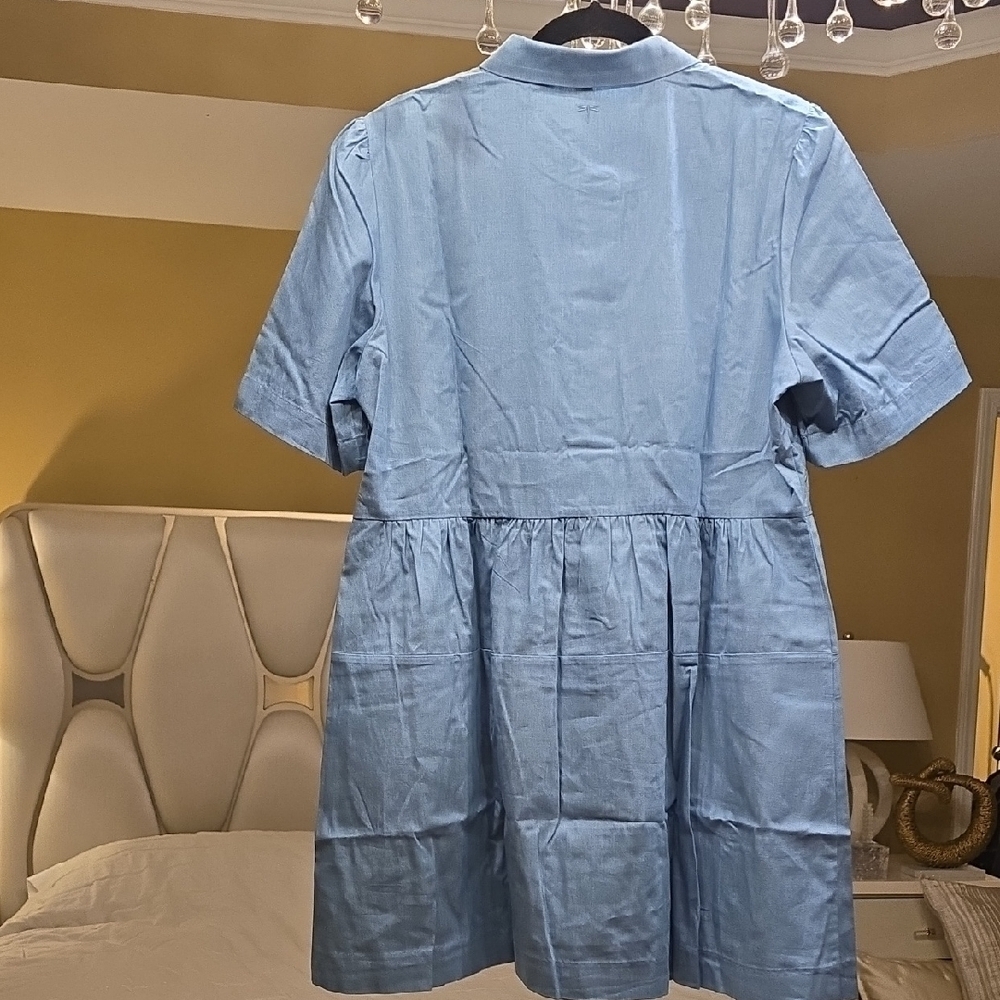 Tyler Boe Blue Pleated Tie Front Sundress - Picture 6 of 14
